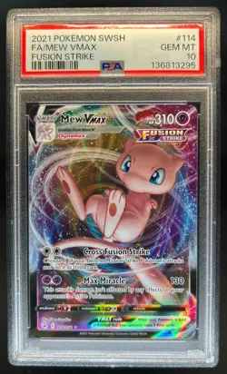 2021 Pokemon SWSH Fusion Strike Mew VM #114/264 PSA 10 - Image 1