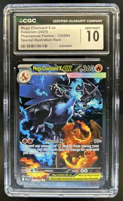 2025 Pokemon PFL Mega Charizard X ex Special Illustration Rare #125/094 CGC 10 - Image 1