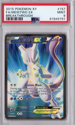 2015 Pokemon XY Mewtwo EX Full Art 157/162 Breakthrough Holo PSA 9 - Image 1