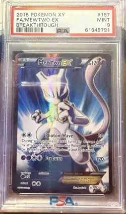2015 Pokemon XY Mewtwo EX Full Art 157/162 Breakthrough Holo PSA 9 - Image 2