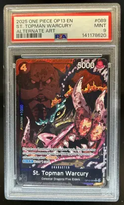 2025 One Piece St. Topman Warcury Alternate Art #OP13-089 PSA 9 MINT - Image 1