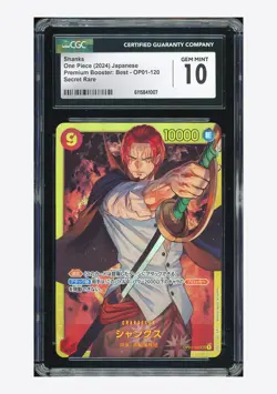 One Piece CGC 10 GEM MINT Shanks SEC 2024 OP01-120 PRB01 Japanese - Image 1