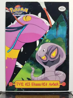 Ekans Arbok TV # 12 - Blue Logo 1st Print - Topps TV Pokemon Puzzle Insert Card - Image 1