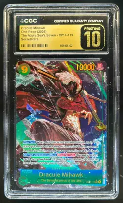2026 One Piece Azure Sea's Seven Dracule Mihawk SR #OP14-119 CGC 10 Pristine - Image 1