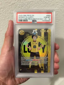 2025 One Piece Match Day 2025 x BVB Monkey D. Luffy EN #ST13-003 PSA 10 GEM MINT - Image 1