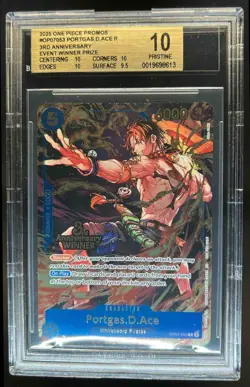 2025 One Piece Promos Portgas.D.Ace 3rd Ann Event Winner Prize #OP07-053 BGS 10 - Image 1