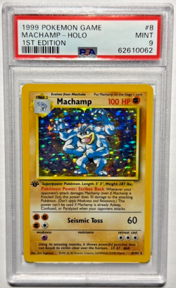 1999 Pokemon Card Game Base Set Machamp 1st Unlimited Holo Rare 8/102 PSA 9 MINT - Image 1