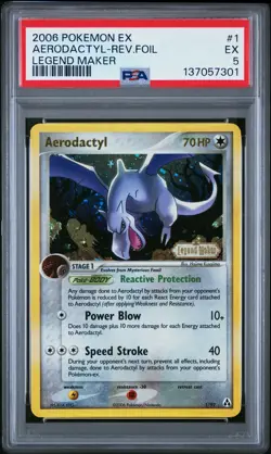 2006 POKEMON EX LEGEND MAKER #1 AERODACTYL-REVERSE FOIL PSA 5 - Image 1