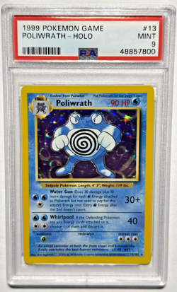 1999 Pokemon Card Game Base Set Poliwrath Unlimited Holo Rare 13/102 PSA 9 MINT - Image 1