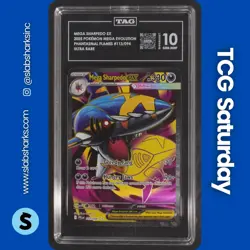2025 POKEMON PHANTASMAL FLAMES #113/094 MEGA SHARPEDO EX FA ULTRA RARE TAG 10 - Image 1