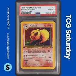 1999 POKEMON JUNGLE 1ST EDITION #3/64 FLAREON HOLO RARE PSA 8 - Image 1
