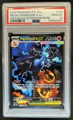 2025 Pokemon PFL Mega Charizard X ex Special Illustration Rare #125/094 PSA 10 - Image 1