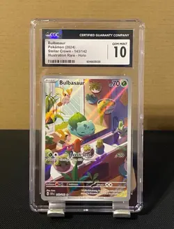 CGC 10 GEM MINT Bulbasaur 143/142 Stellar Crown Illustration Rare Holo Pokemon - Image 1