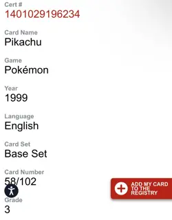 Pikachu 58/102 Pokemon 1999 Base Set Regular Yellow Cheeks CGC 3 Slab #58 - Image 3