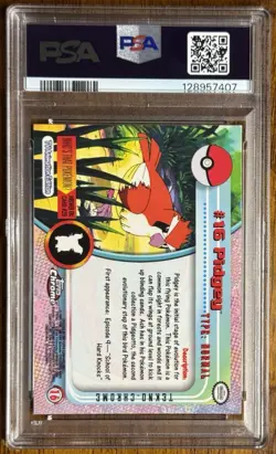 2000 Topps Chrome Pokemon Pidgey Tekno PSA 10 Pop 4 Rare #16 Series 1 - Image 2