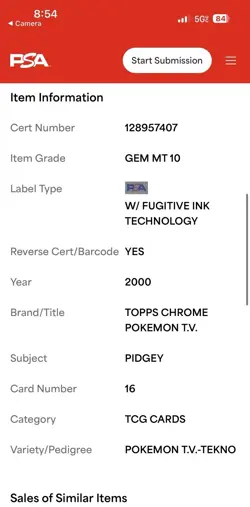 2000 Topps Chrome Pokemon Pidgey Tekno PSA 10 Pop 4 Rare #16 Series 1 - Image 4