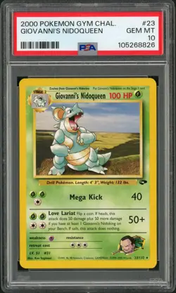 2000 Pokemon Gym Challenge Giovanni's Nidoqueen #23 PSA Gem Mint 10 - Image 1