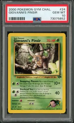 2000 Pokemon Gym Challenge Giovanni's Pinsir #24 PSA Gem Mint 10 - Image 1