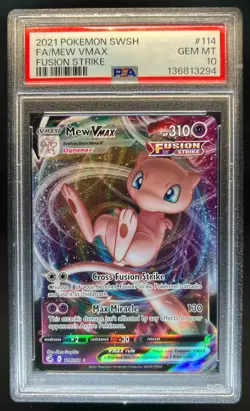 2021 Pokemon SWSH Fusion Strike Mew VM #114/264 PSA 10 - Image 1