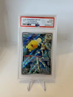 2025 POKEMON DRI EN-DESTINED RIVALS ILLUSTRATION RARE #193 MISTY'S PSYDUCK PSA 8 - Image 1