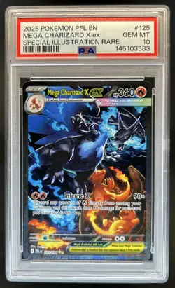2025 Pokemon PFL Mega Charizard X ex Special Illustration Rare #125/094 PSA 10 - Image 1