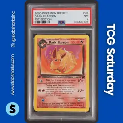 2000 POKEMON TEAM ROCKET FIRST EDITION #35/82 DARK FLAREON PSA 7 - Image 1