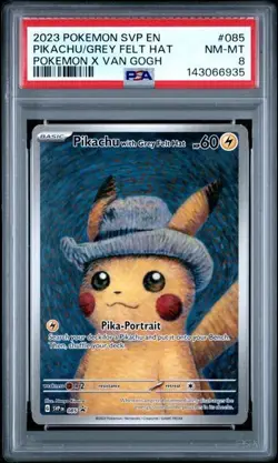 2023 POKEMON - PIKACHU / GREY FELT HAT POKEMON X VAN GOG - PSA 8 - Image 2