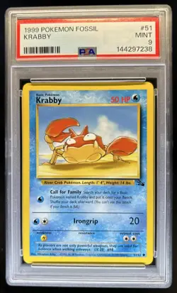 1999 Pokemon Fossil Krabby #51/62 PSA 9 - Image 1