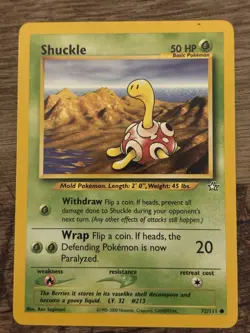 Pokemon TCG Shuckle Neo Genesis Uncommon 72/111 Basic 50 HP Regular English - Image 1