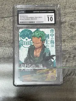 CGC 10 GEM MINT - One Piece AR Carddass Roronoa Zoro 02-05 - Image 1