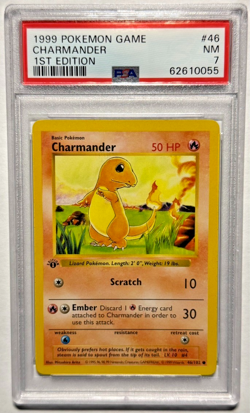 1999 Pokemon Card Game Base Set 1st Edition Charmander 46/102 PSA 7 NM - Image 1