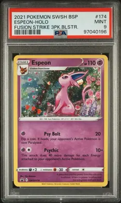 PSA 9 MINT Espeon SWSH174 (Fusion Strike) Holo Promo Pokemon Card - Image 1