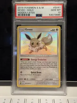 Pokemon TCG Eevee SV41/SV94 Shiny Holo Card Hidden Fates Shiny Vault PSA 10 - Image 1