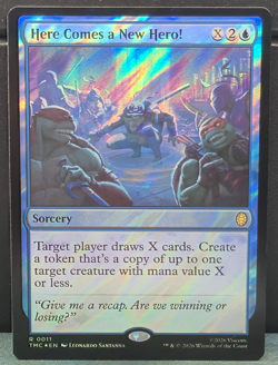 Here Comes a New Hero! R 0011 SURGE FOIL Commander TMNT Card Game MTG Magic NM - Image 1