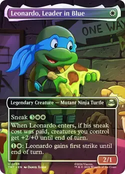 Foil Leonardo, Leader in Blue (Borderless) [TMNT] MTG - Image 1