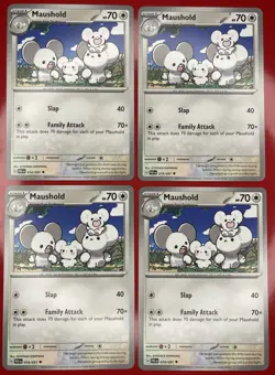 4X Pokemon TCG Maushold 074/091 Paldean Fates Regular Uncommon English 2024 NM - Image 1