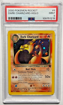 2000 Pokemon Card Game Team Rocket Dark Charizard Holo Rare 4/82 PSA 9 MINT - Image 1