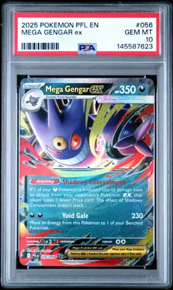 2025 Pokemon PFL EN Phantasmal Flames Mega Gengar ex #056 PSA 10 - Image 1