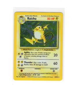 Raichu 14/102 Pokemon Base Set Unlimited Holo Rare TCG - Image 1