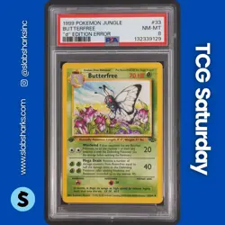 1999 POKEMON JUNGLE 1ST EDITION "d" EDITION ERROR #33/64 BUTTERFREE PSA 8 - Image 1