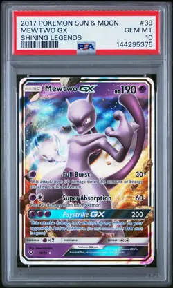 2017 POKEMON SUN & MOON SHINING LEGENDS #39 MEWTWO GX PSA 10 - Image 1