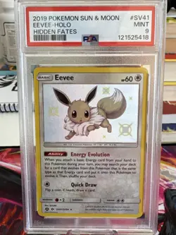 Pokemon Eevee SV41/SV94 Hidden Fates Shiny Vault Shiny Holo Rare PSA 9 - Image 1