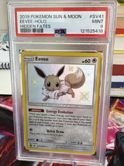 Pokemon Eevee SV41/SV94 Hidden Fates Shiny Vault Shiny Holo Rare PSA 9 - Image 3