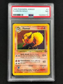 Pokemon 1999 Flareon Holo Jungle 3/64 PSA 7 - Image 1