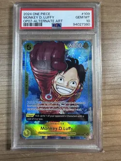 Monkey D. Luffy 2024 One Piece OP07 Alt Art #109 PSA 10 - Image 1