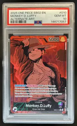 2025 One Piece Anime 25th Monkey D. Luffy Alternate Art #EB02-010 PSA 10 - Image 1
