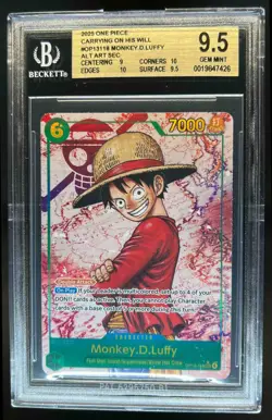 2025 One Piece Carrying On His Will Monkey.D.Luffy Alt Art SEC #OP13-118 BGS 9.5 - Image 1