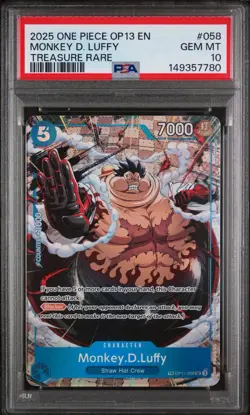 2025 ONE PIECE OP13-CARRYING ON HIS WILL TREASURE RARE MONKEY D. LUFFY PSA 10 - Image 1
