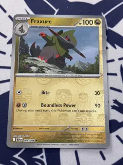 Fraxure 069/086 Master Ball Holo Black Bolt Pokemon Card - Image 1