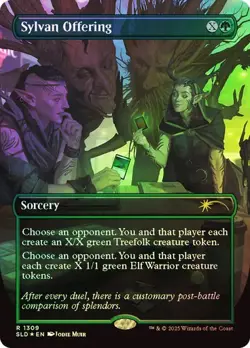 MTG - Sylvan Offering - Borderless Foil - FIB - Magic the Gathering - Image 1